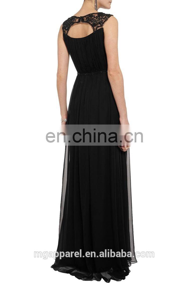 Real Images Customized A-line chiffon gown with lace Embroidery Evening Dresses 2015