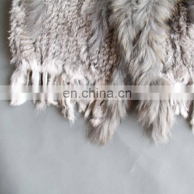 Real rabbit fur knitted weaven pattern fur vest/gilet