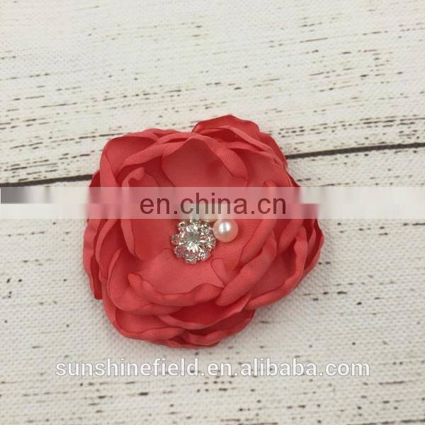 hair clip satin flower handmade flower girl hair clip
