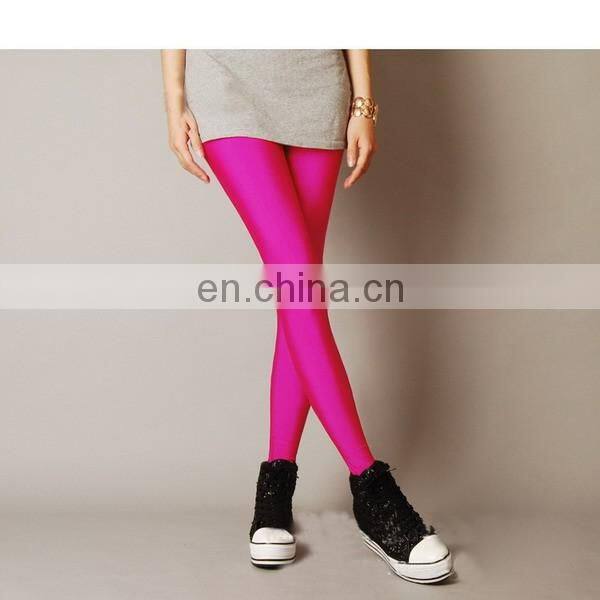 Multi Colors Pure Color Fluorescent Leggings For Ladies Trendy Leggings