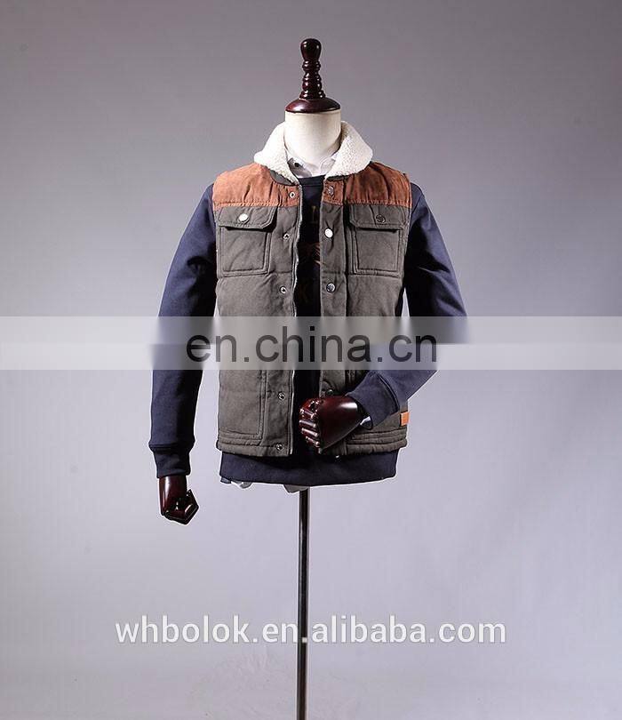 Custom label Hot sales Mens cotton winter waistcoat fleece collar stylish man vest