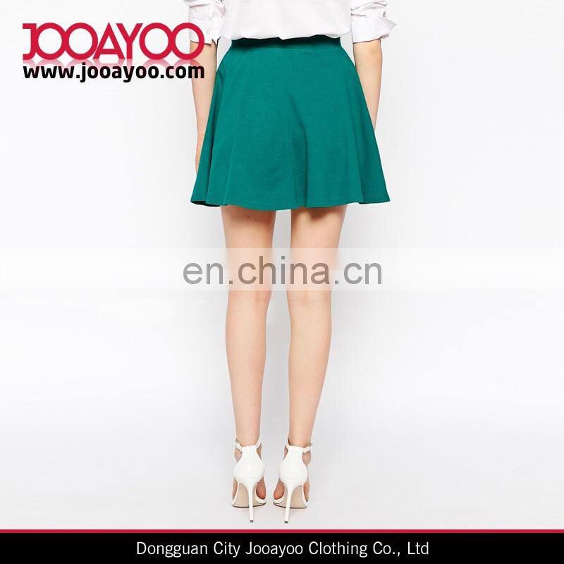 100% Cotton Ladies Custom Pure Color Highwaist Pleated Mini Skirt