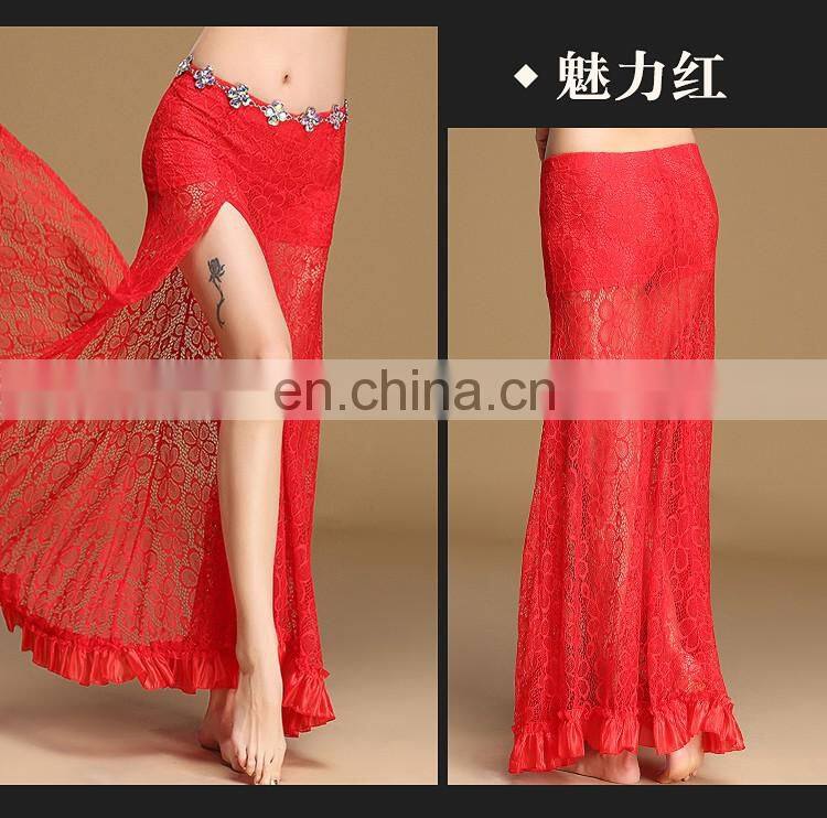 Q-6057 Spainish sexy lace long lady belly dance skirt