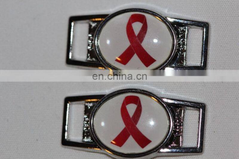 wholesale custom metal printing shoelace charm for sport shoes