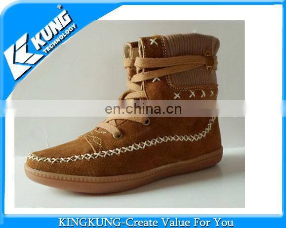 Lady wine red shoes suede handmade shoe on wholesale