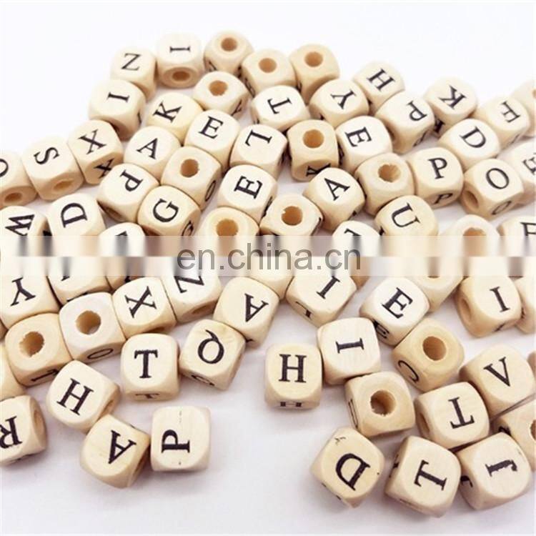 DIY Necklace Bracelet Material A-Z Letter Natural Wooden Block Beads