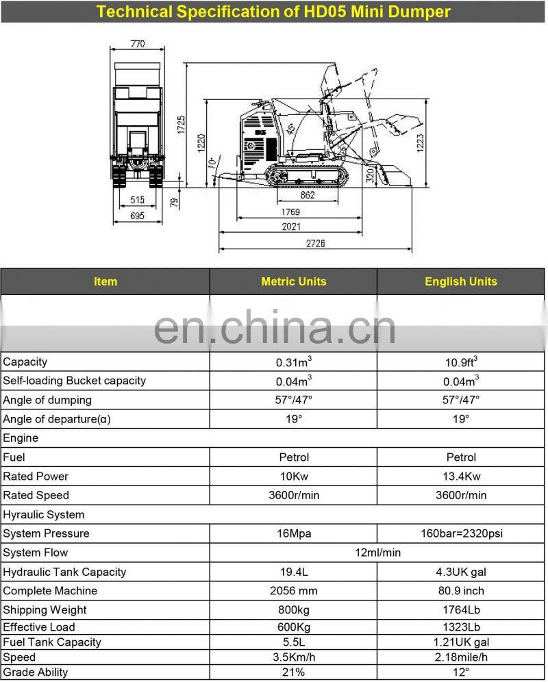 China small mini dumper truck for sale