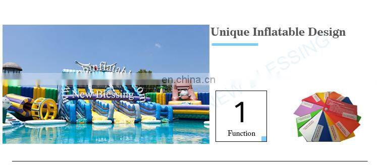 2018 pvc inflatable commercial water park on land prices with pool& slide/ inflatable bounce outdoor playground equipment