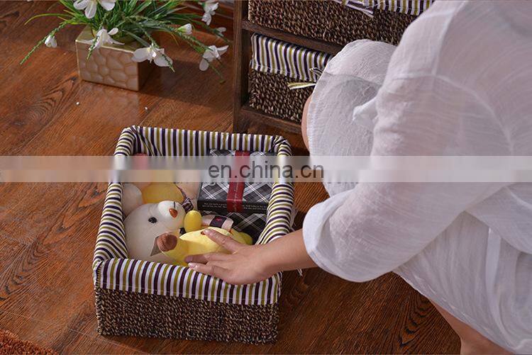 living room furniture set wooden corner cabinet with wickerwork basket