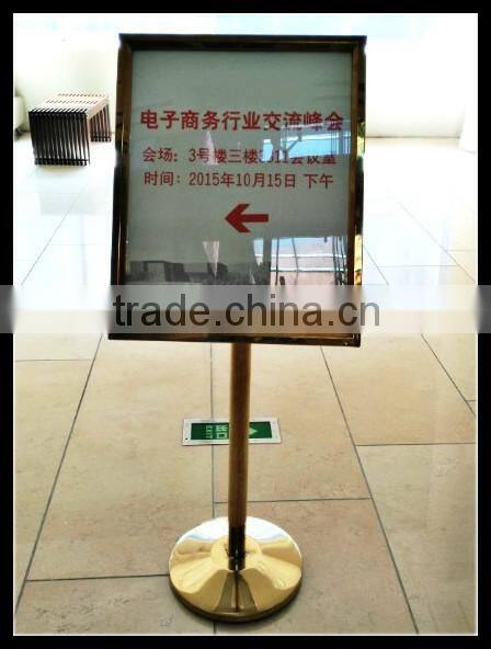 sign display stand-golden stainless steels floor stand-sign board-POP poster board stands High quality