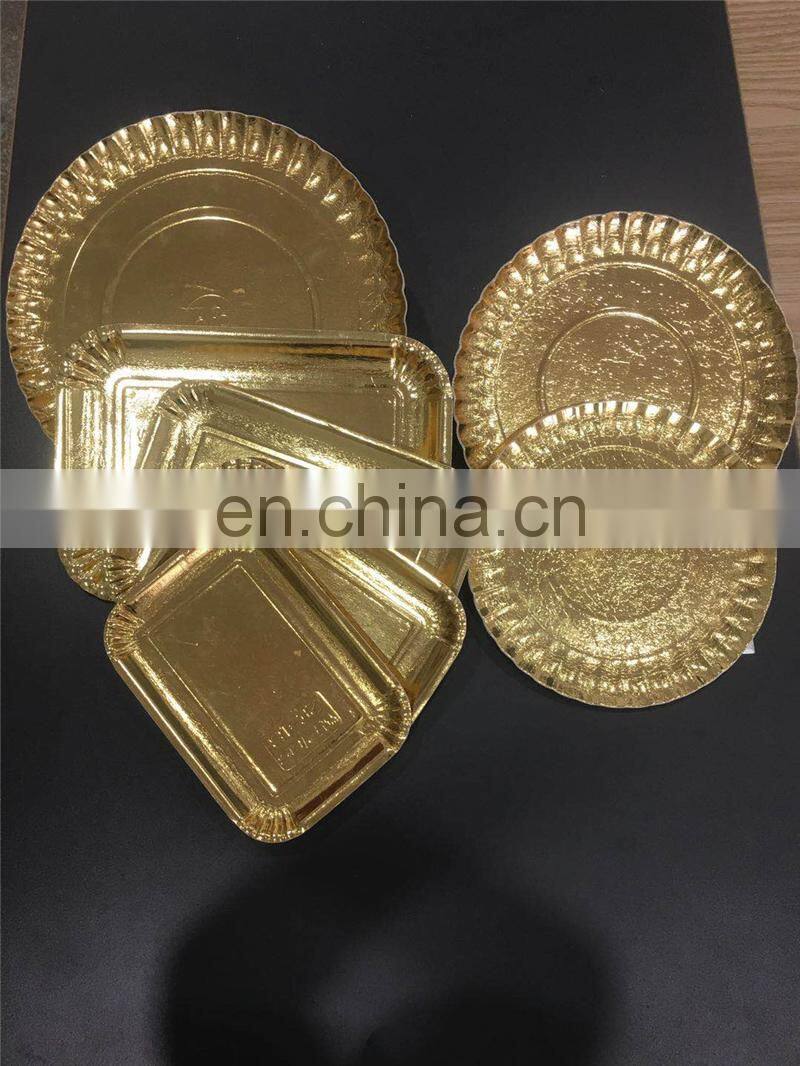 PP450H Automatic party round big gold paper plate making machine, rectangular dinner metallic deep tray forming equipment