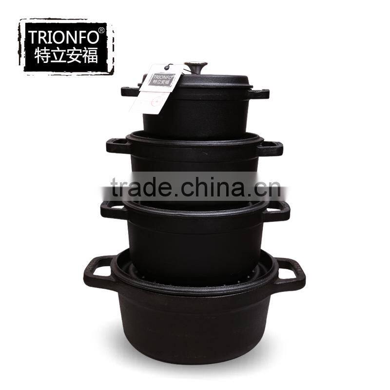 Round cast iron pre-seasoned pot non-stick cast iron cookware set