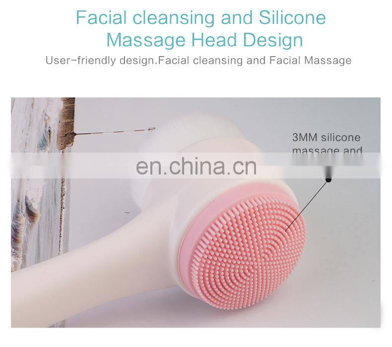 High Quality Exfoliating silicone synthetic head Facial  Cleansing  brush dual  side synthetic fiber  face cleanser
