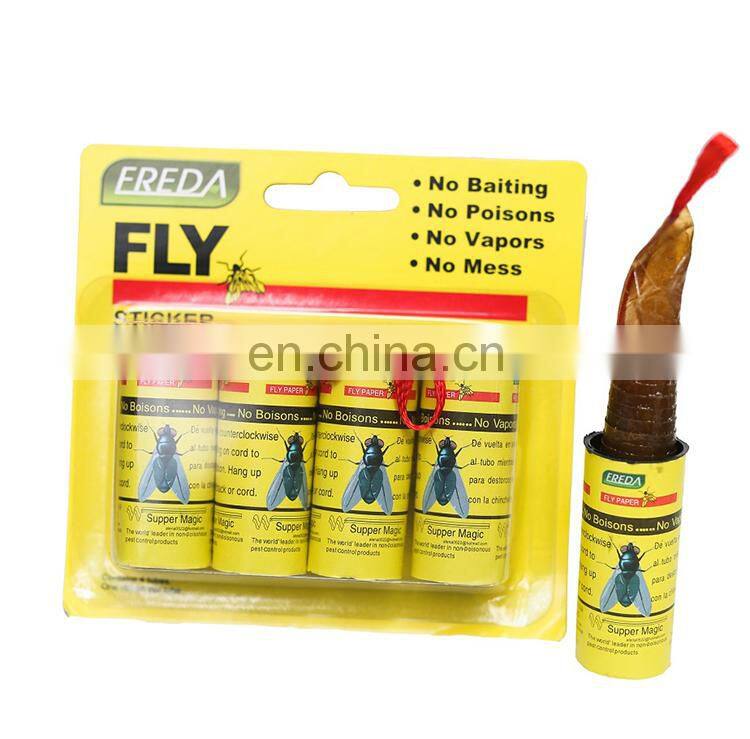 Top selling catcher winged insect glue trap 4 rolls eco-friendly sticky fly catcher ribbon
