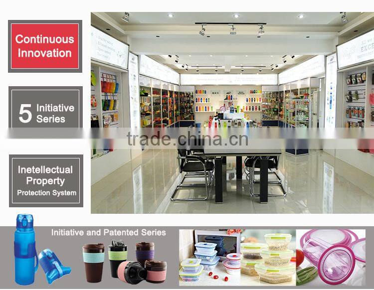 2016NEW 500ml/16oz Foldable Water Bottle with PP Grab, One-touch Lid, Silicone sports bottle BPA Free