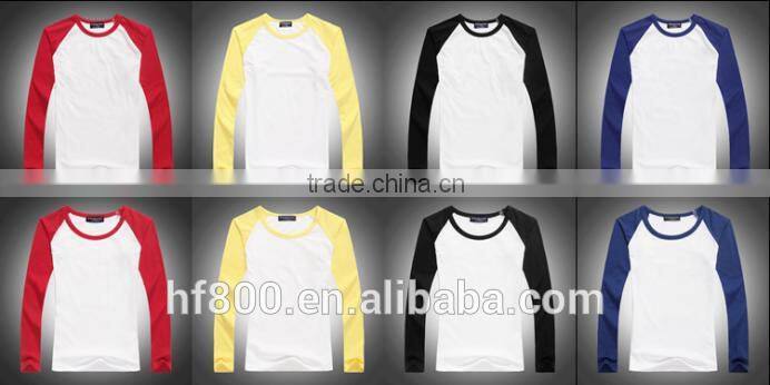 Bulk in Stock,Sublimation Blank color long sleeve T shirt,Cotton ,low Price,small MOQ,S-XXXL size