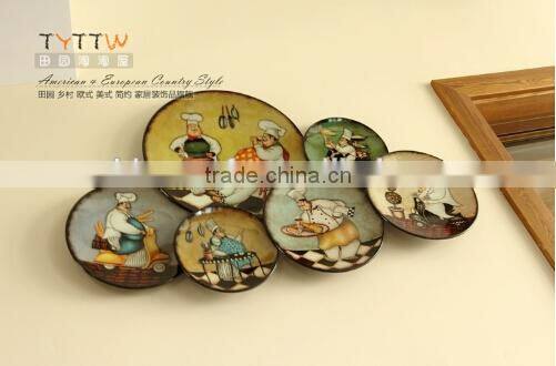 European Style Hand Drawing Wall Hanging Decorative Plate Ornaments