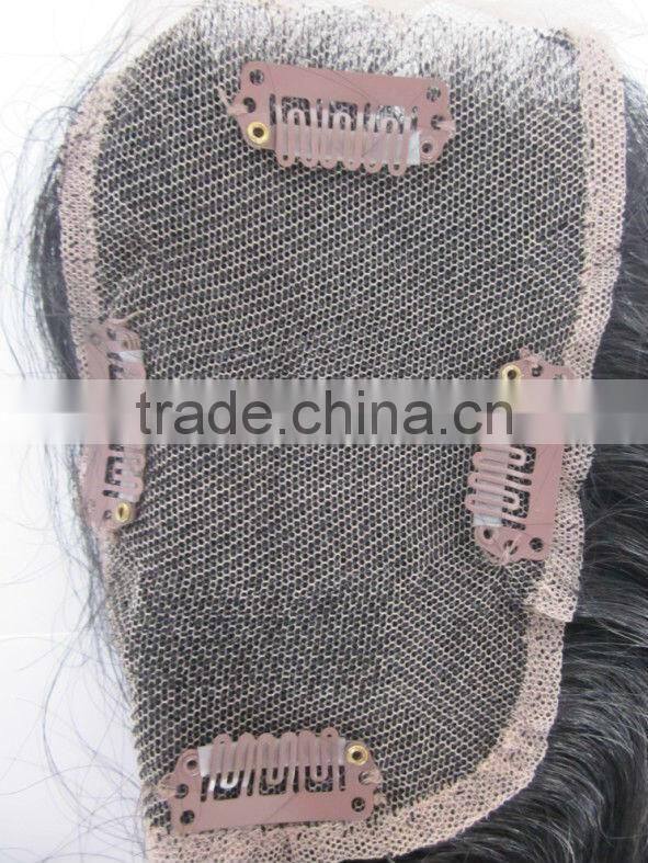 100% human hair silk PU base top lace front closure hair pieces