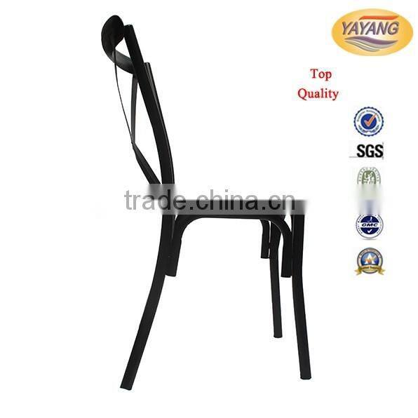 Factory price stackable metal frame modern wedding black cross back chair