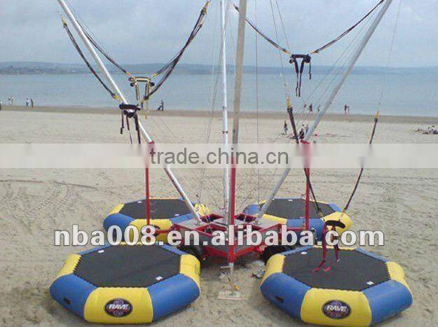 Mobile 4 in 1 Kids Bungee Jumper with Inflatable Trampoline for sale