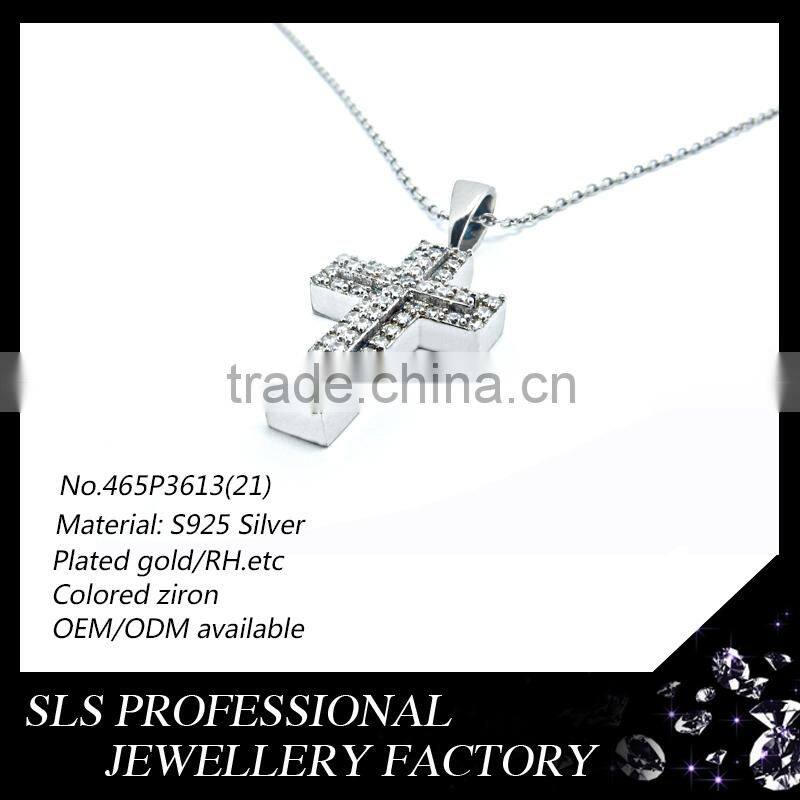 Silver cross pendant with 925 natural stone pendant for children gift party occasions charms