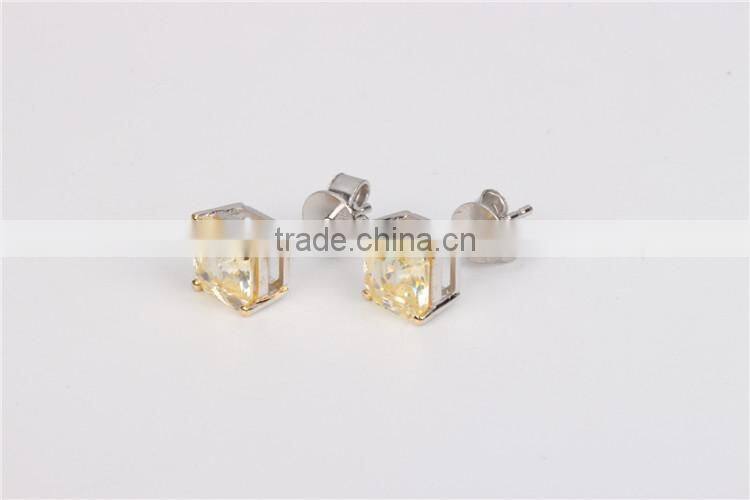2015 fashion jewelry gold plated yellow crystal stud earrings for women