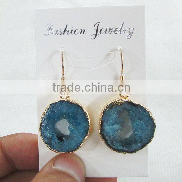 EA3149 Latest design Druzy Bezel Sets, Sparkly Druzy Post Earring