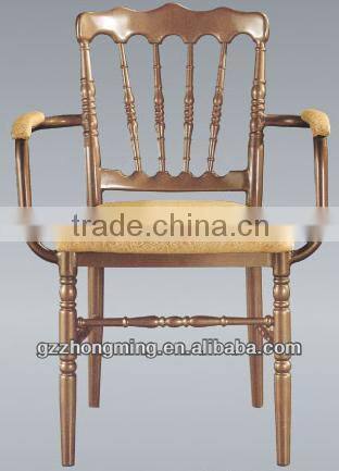 Modern Wedding Dining Chair Fabric Hotel Chair Chivari Chair With Armrest Aluminum Banquet Chair BY-1238