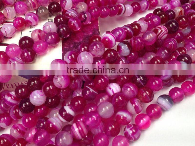 Polished Green Agate Natural Gemstone striped agate round beads