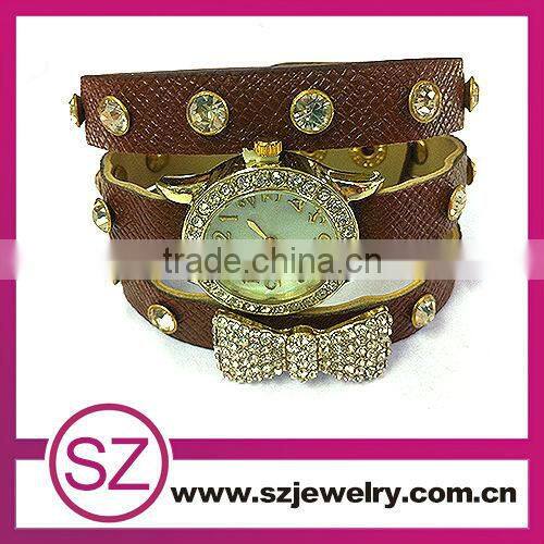 SWH0640 china leather bracelet guangzhou watch wholesale with flower and birds