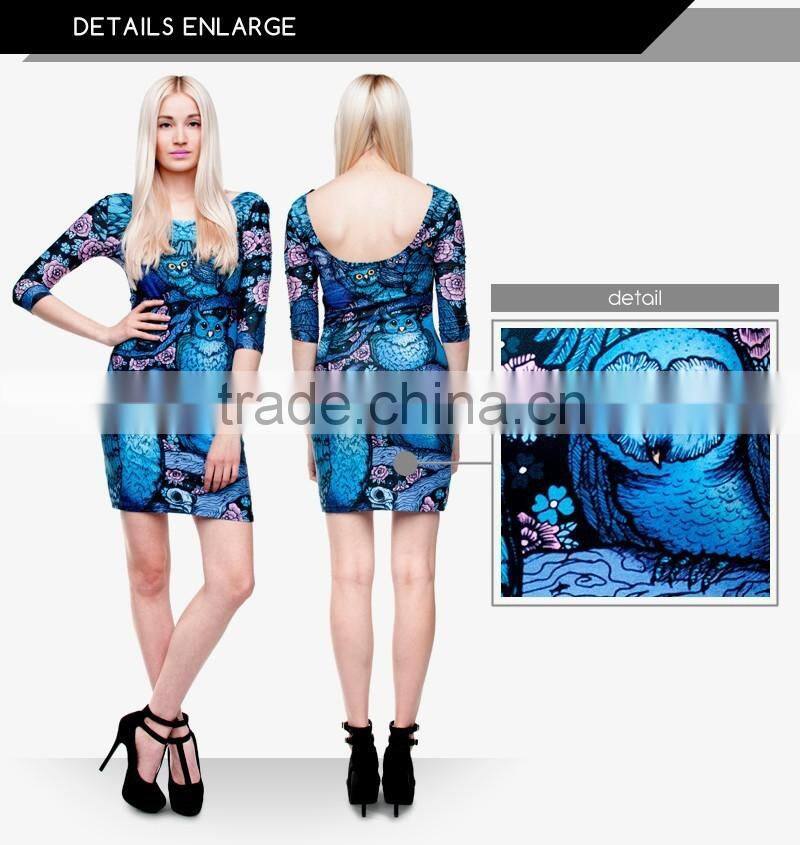 high quality dress fullprint 3D digital ready stock custom sublimation print for Women ladies fashion dress