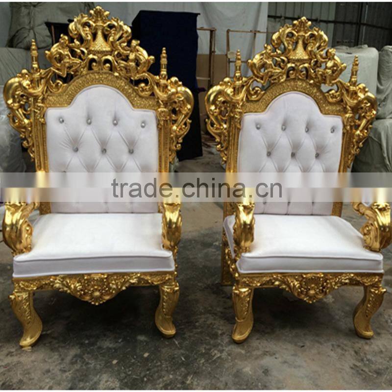 Cheap Golden Silver Classic Antique Reproduction Wooden Royal King Throne Chair