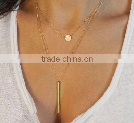 Layered Necklace Set, Delicate Gold Layer Necklaces, Gold Bar Necklace, Tiny Diamond Necklace