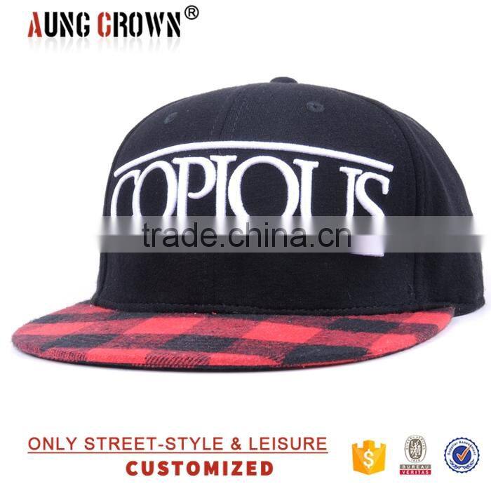 Fashion hip-hop custom made 3d embroidered snapback cap hat