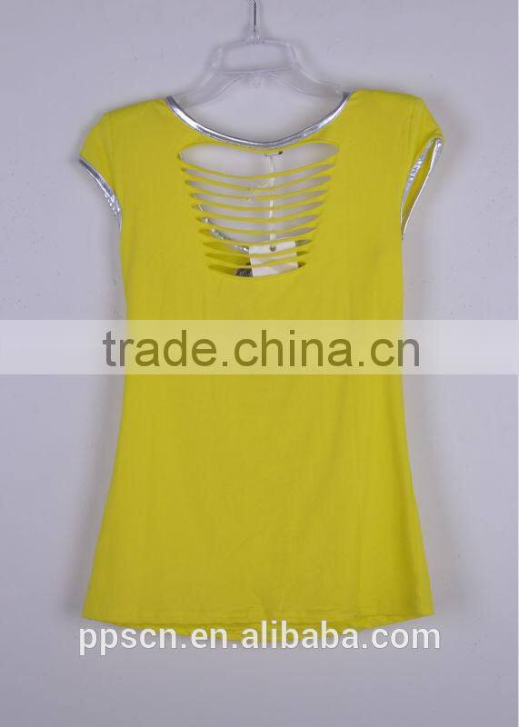 Wholesale round neck sexy tight women t shirt 2015