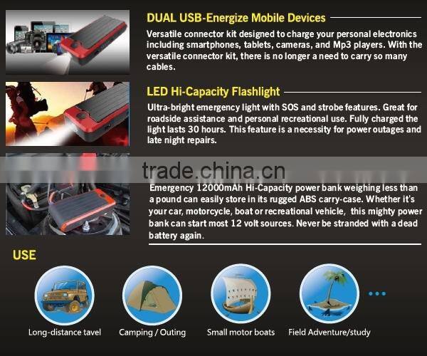 Mini 12V car jump starter vehicle tool kits