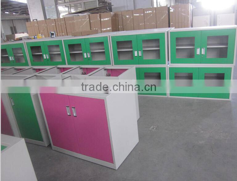 Customized lab side bench with wall cupboard