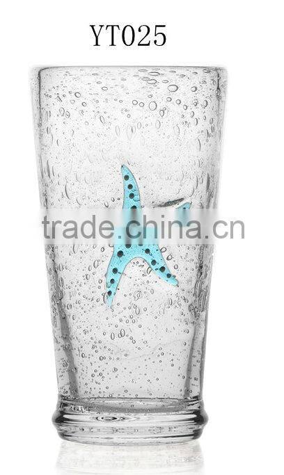 Classic beach glass cup,sea star Glass