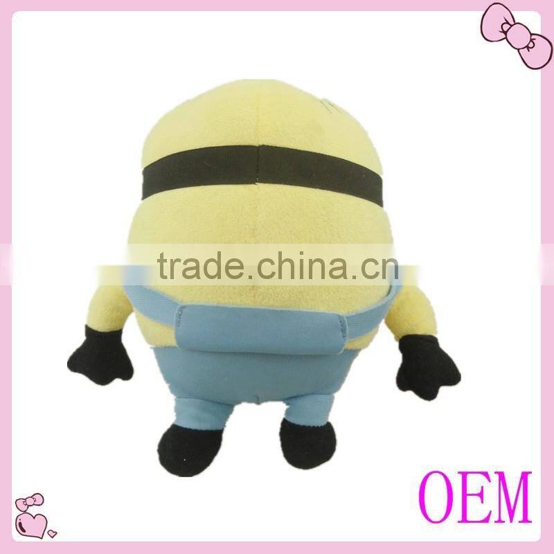 High quality custom plush yellow minion toy with glasses
