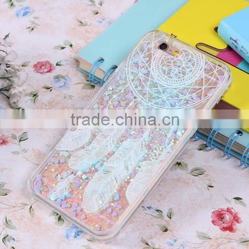 Beautiful Quicksand Phone Case Liquid Style Transparent Back in Colorful PC Case