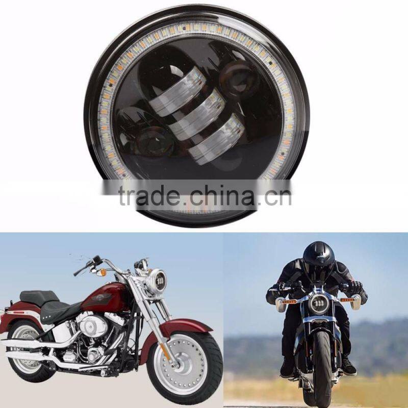 flashing 50W 5.75 Inch Motorcycle projector LED Headlight Angle Eye DRL flashing halo 5 3/4" Head Lamp for Harley Davidso-n