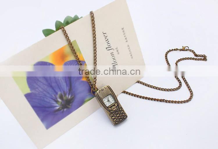 antique bronze color plated twist oval chain nickel lead & cadmium free Zinc Alloy Fashion Watch Necklace Pocket Watch