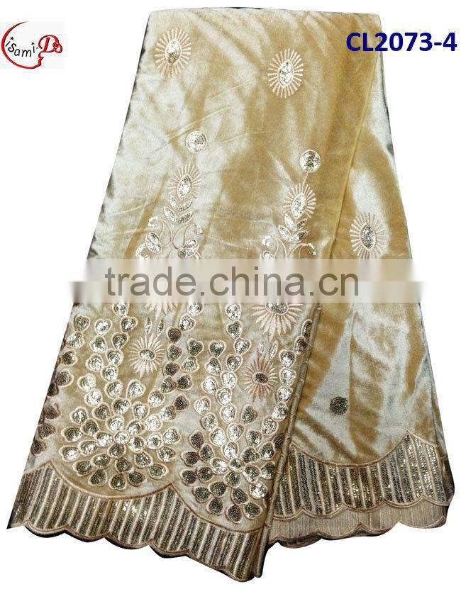 CL2073-1 New design high quality African big embroidered royal Velvet lace softly material for making dress