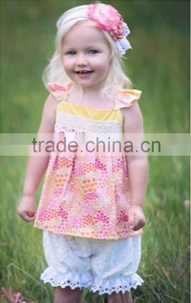 Wholesale long sleeve chevron floral dress matching lace ruffle pants baby girls clothing sets