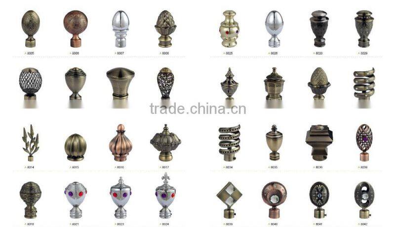 Trade assurance metal curtain rod pole colored glass finials