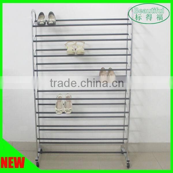 Practical 10 Tiers Shoe Display Rack Anti-slip Moveable Shoes Shelf