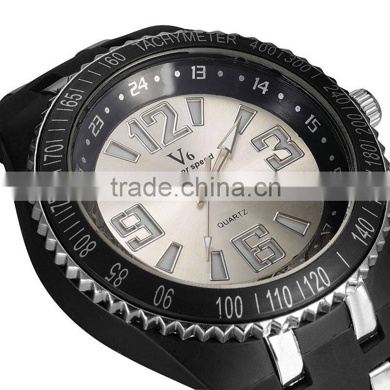 WJ-5414 big face silicone trendy attractive top brand V6 night luminous men and women watch