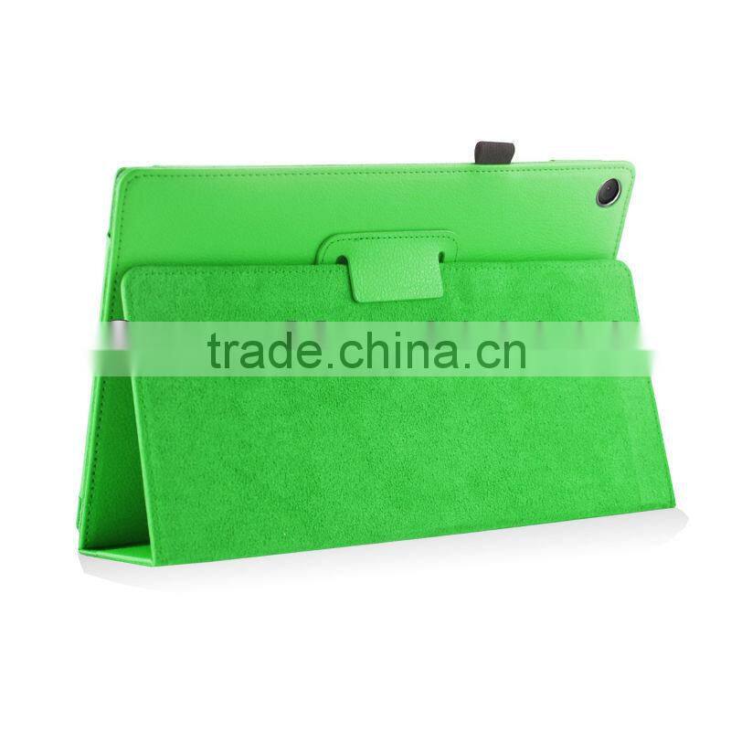 Free Shipping,Folio Leather Auto Wake Sleep Smart Cover Case For Sony Xperia Z2 Tablet 10.1'' Leather Case(2014 Model),Green