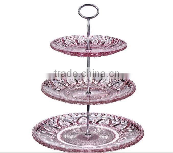 3 Tier Heart Shape Fancy Wedding Glass Snacks food Serving Trays Cake Stand in Dishes & Plates