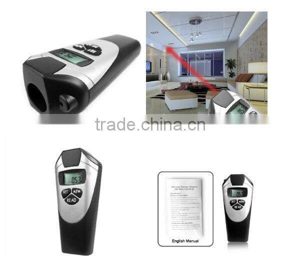 Water Resistant Digital Ultrasonic Distance Meter with Laser Pointer for Measuring Distance